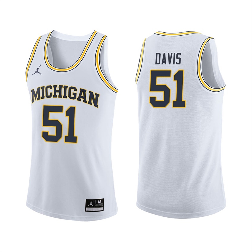 Michigan Wolverines Men's NCAA Austin Davis #51 White College Basketball Jersey GRH1449GP